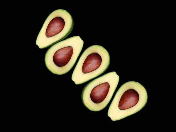 Ein Avocado-Bild vor dunklem Hintergrund. 3D-Darstellung — Stockfoto