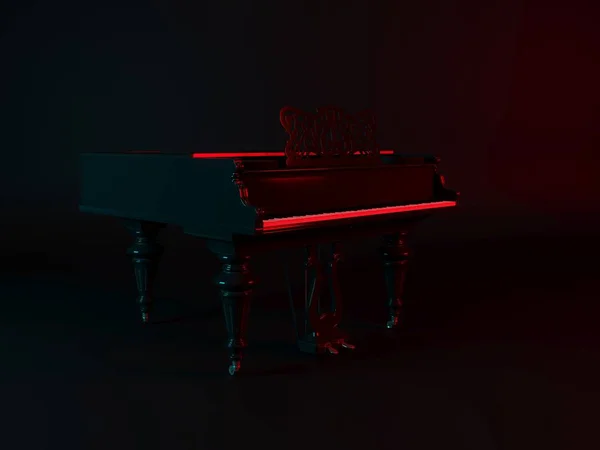 3d renderização do piano em um fundo escuro — Fotografia de Stock
