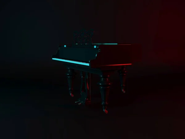 3d renderização do piano em um fundo escuro — Fotografia de Stock