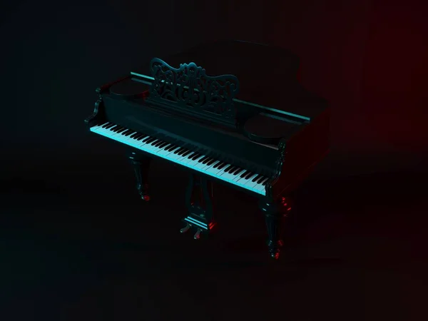 3d renderização do piano em um fundo escuro — Fotografia de Stock