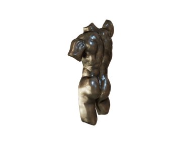 Beyaz arka planda metal heykel. 3d Hazırlama