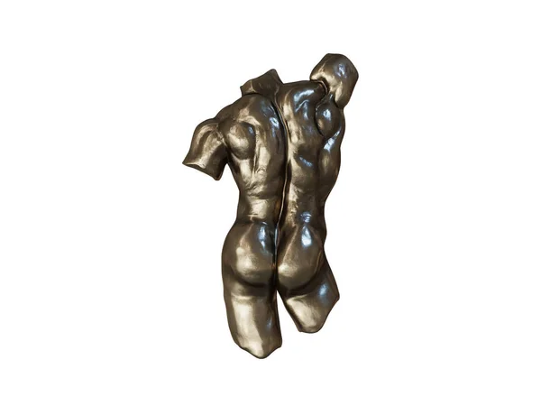 Metallskulptur auf weißem Hintergrund. 3D-Darstellung — Stockfoto