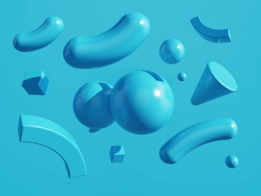 Sade bir arkaplanda geometrik şekiller. 3B Hazırlama