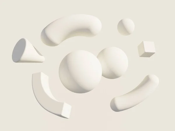 Γεωμετρικά σχήματα σε απλό φόντο. 3D απόδοση — Φωτογραφία Αρχείου