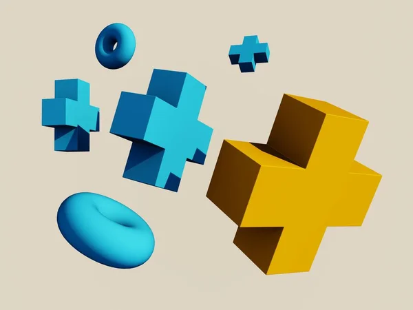 Geometrische Formen auf einem glatten Hintergrund. 3D-Rendering — Stockfoto