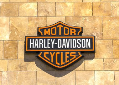 İzmir, Türkiye: Harley-Davidson imza ve logosu. Harley Davidson, Inc., Amerikalı motosiklet üreticisi..