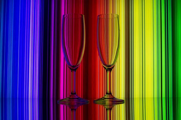 Glasses on a beautiful neon background  photo taken at home, in the reflection of the monitor screen and mirror, spring 2020, neon, glasses, mirror