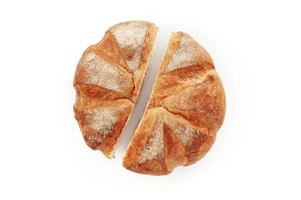 Pastelaria redonda em fatias vista superior, pão isolado — Fotografia de Stock