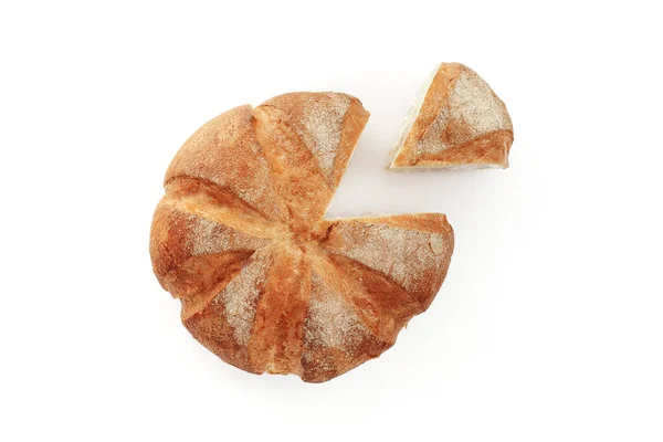 흰 바탕에 둥근 빵을 썰어 놓는다. 고립됨 — 스톡 사진