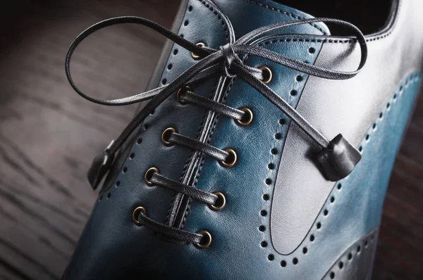 Close up of a new pair of brown leather dress shoes