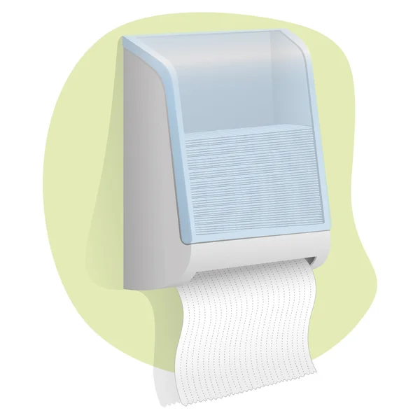 Puerta de papel toalla de ilustración montada en la pared. Ideal para catálogos de productos e información de higiene — Vector de stock