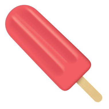 Illustration of a red stick ice cream, strawberry popsicle stick. Ideal for catalogs, informational and institutional material clipart
