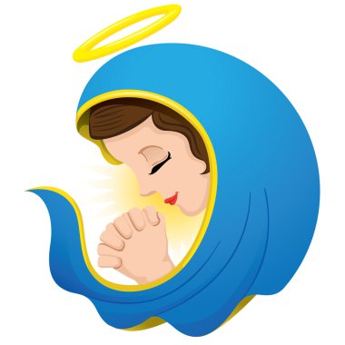 Illustration of Holy Virgin Mary praying, philosophy religion. Ideal for institutional and religious materials clipart