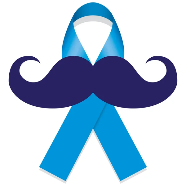 Movember blue, contra el cáncer de próstata, cinta azul con bigote. Ideal para materiales educativos e información — Vector de stock