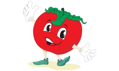 Resimde sebze domates maskotu. Çocuk hikayeleri ve bilgi için idealdir