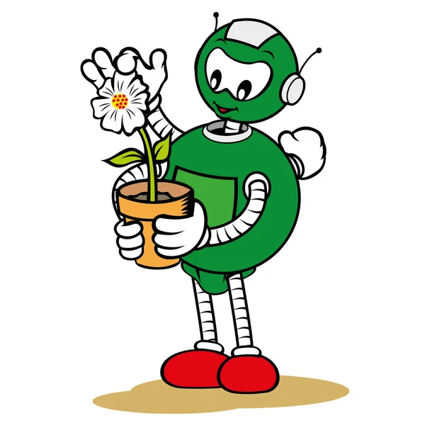 일반 서비스 및 청소 용품, 필드 훈련에 대 하 이상적 및 내부 지주 로봇 마스코트 캐릭터의 일러스트 — 스톡 벡터
