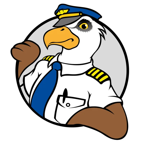 Ilustración que representa un símbolo de un águila con uniforme de piloto — Vector de stock