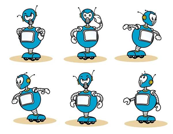 ตัวอย่างของตัวละครหุ่นยนต์มาสคอต เหมาะอย่างยิ่งสําหรับการฝึกอบรมและวัสดุภายใน — ภาพเวกเตอร์สต็อก
