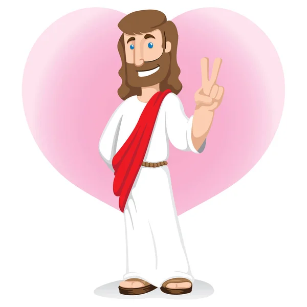 Illustration of Jesus Christ signaling peace and love, religion philosophy. Ideal for institutional and religious materials Stock Illustration