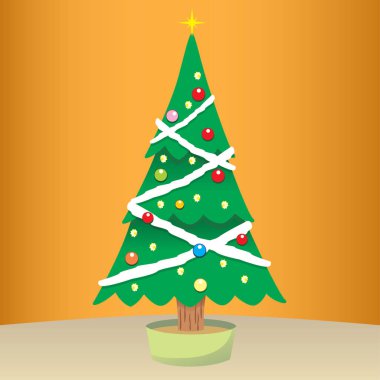 Takılı bir Noel ağacı çizim. Kurumsal ve eğitim malzemeleri için ideal