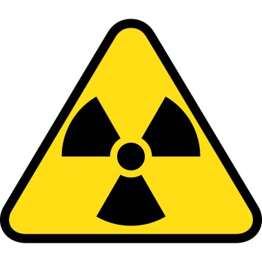 Resimde sarı renk üçgen işareti radyasyon sembolü ve radyoaktif enkaz ile temsil eder. Kurumsal malzemeler katalogları için idealdir