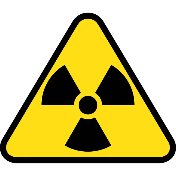 Ілюстрація являє собою жовтий знак трикутника з радіаційним символом і радіоактивним сміттям. Ідеально підходить для каталогів інституційних матеріалів — стоковий вектор