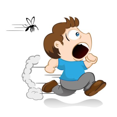 Yuyu karakter, çocuk maskot çalışan bir Dang Sivrisinek, sıtma, sarı humma, Aedes Aegypti kaçmak