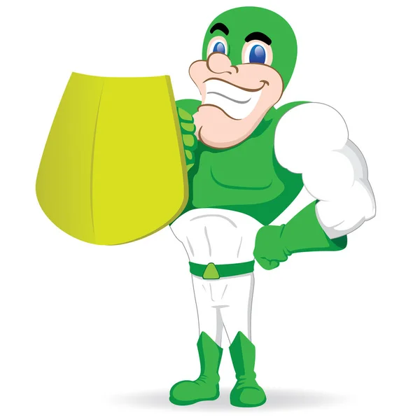 Πρόσωπο σε πράσινη στολή υπερήρωα. Ιδανικό για εκπαιδευτικά, εκπαιδευτικό και θεσμική υλικό — Διανυσματικό Αρχείο