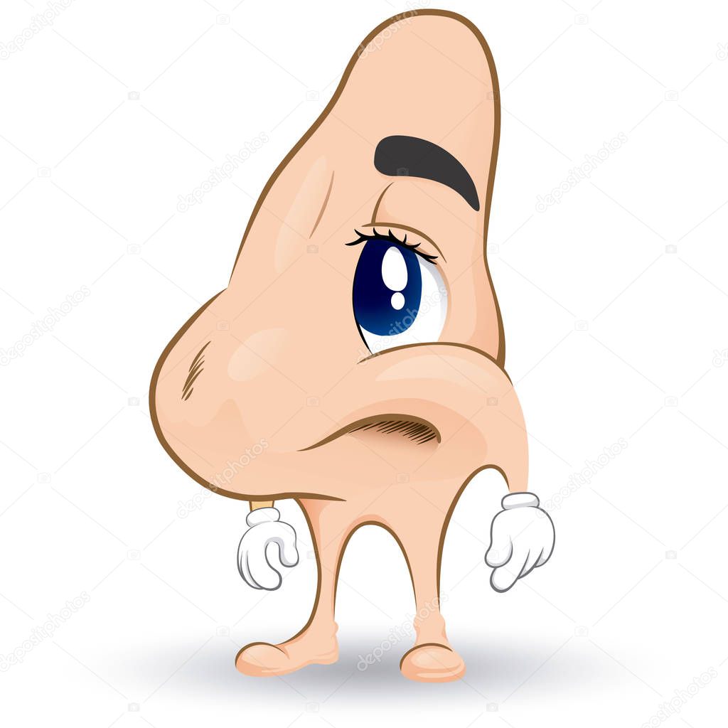 Illustration of human nose mascot. Ideal for promotional and educational materials