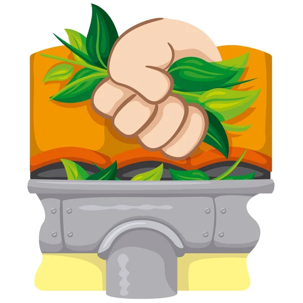 Hand cleansing gutted trough to prevent standing water, mosquitoes stilts and diseases. Ideal for informational and institutional related sanitation and care — Stock Vector