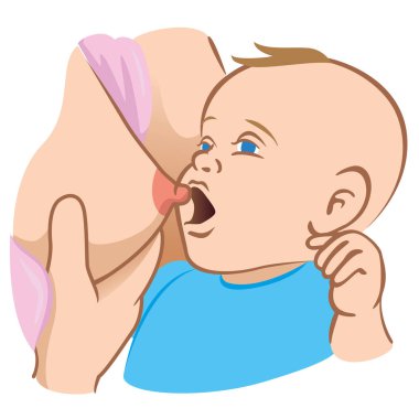 Illustration representing a breastfeeding her baby mother.  clipart