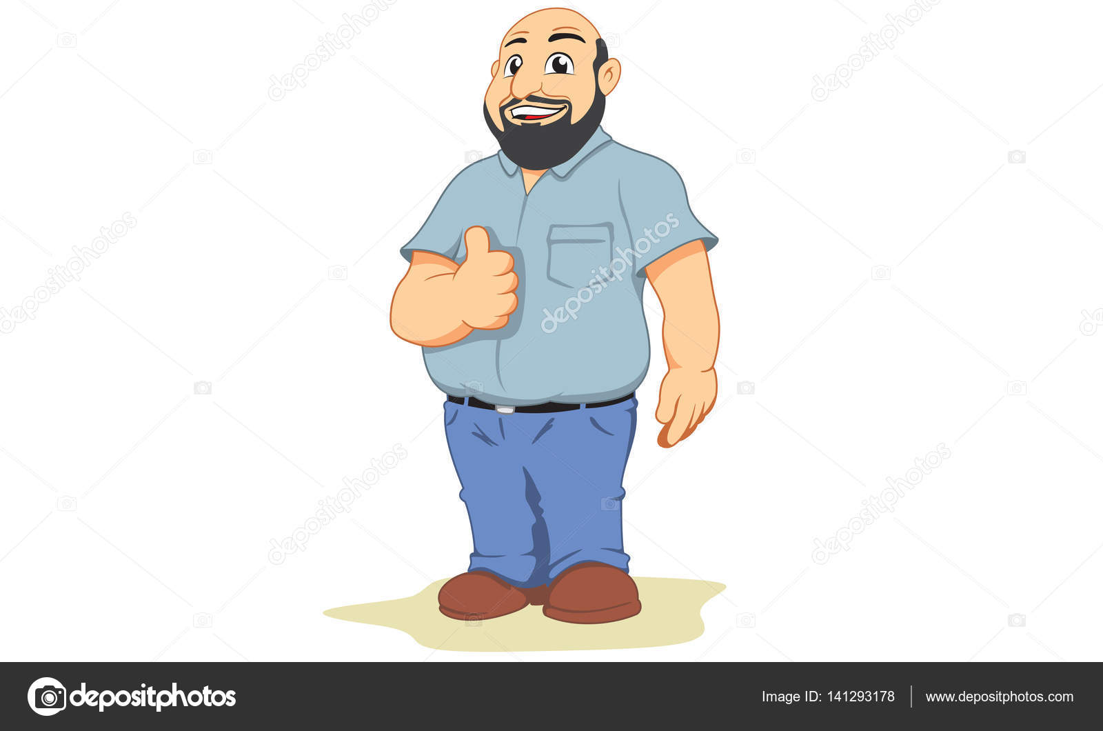 Illustration of fat man with bald and beard. Ideal for educational,  training, institutional and sales materials Stock Vector Image by ©Lcosmo  #141293178