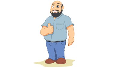 Resimde yağ ile kel adam ve sakal. Eğitim, eğitim, kurumsal ve satış malzemeleri için ideal
