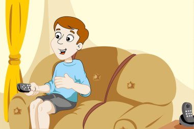 Televizyon kontrolü elinde ile oturma odasında, kanepede oturan kişi