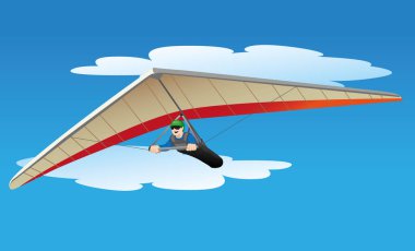 Resimde hang glider uçan bir kişi gösteriyor. Radikal ve kurumsal spor malzemeleri için ideal