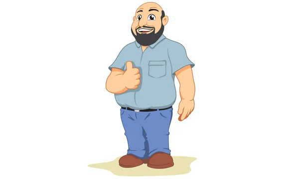 Illustration d'un gros homme chauve et barbu. Idéal pour le matériel éducatif, de formation, institutionnel et de vente — Image vectorielle