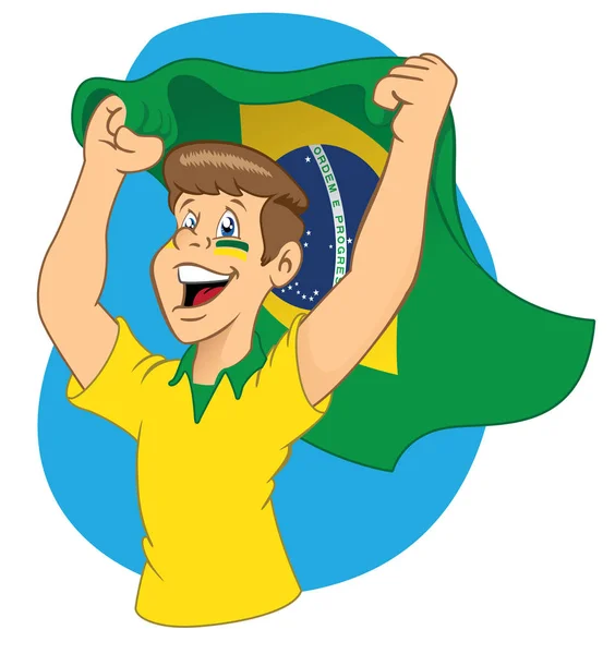 Mann brasilianischen Fans vibriert — Stockvektor
