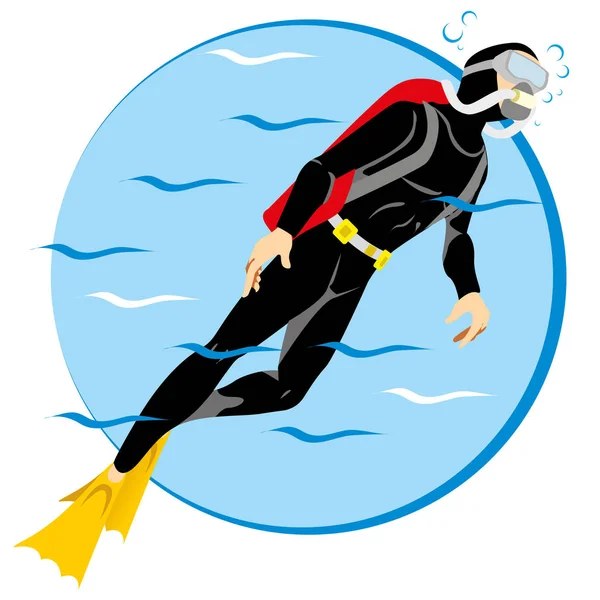 Person Scuba diving tourism — Stock Vector