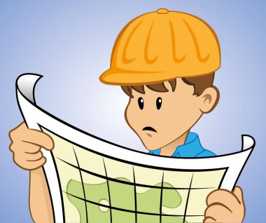 Harita okuyan adam işçi 