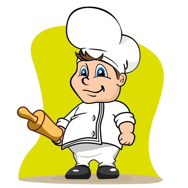 Ilustração retratando mascote de um cozinheiro gordinho. Ideal para materiais culinários e educacionais —  Vetores de Stock