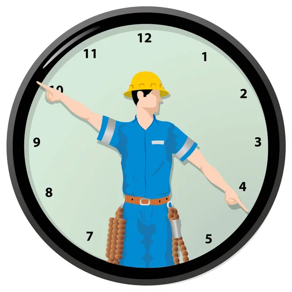 插图个体劳动者是时钟的指针 — 图库矢量图片