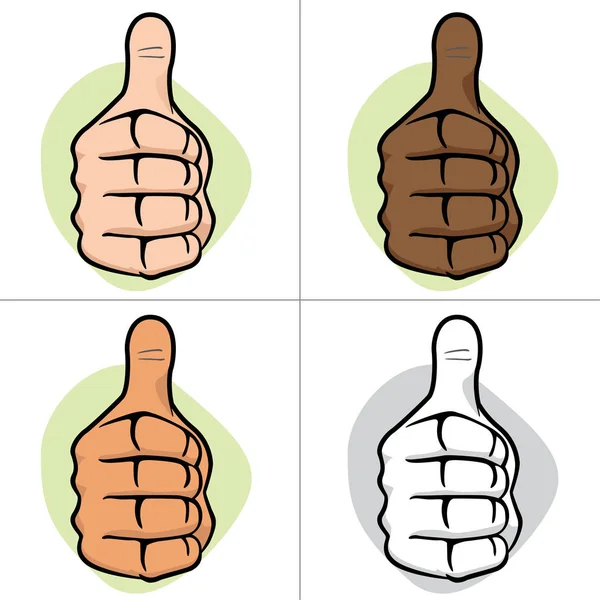 Ilustración que representa una mano haciendo pulgares hacia arriba, ok, étnico — Vector de stock