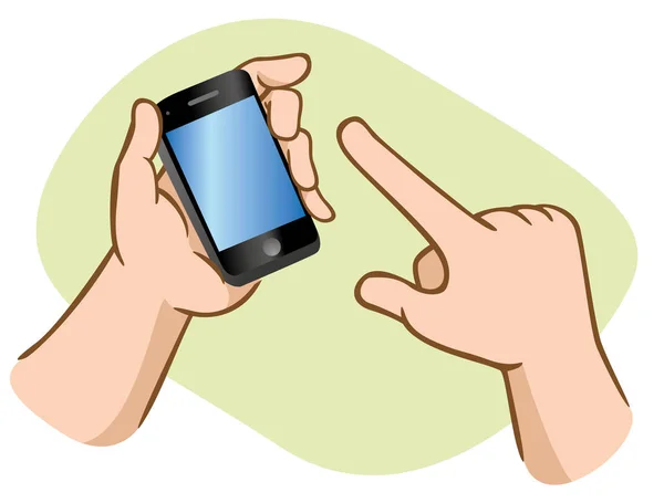 Ruce, pomocí smartphonu. Ideální pro vzdělávací a institucionální materiály — Stockový vektor