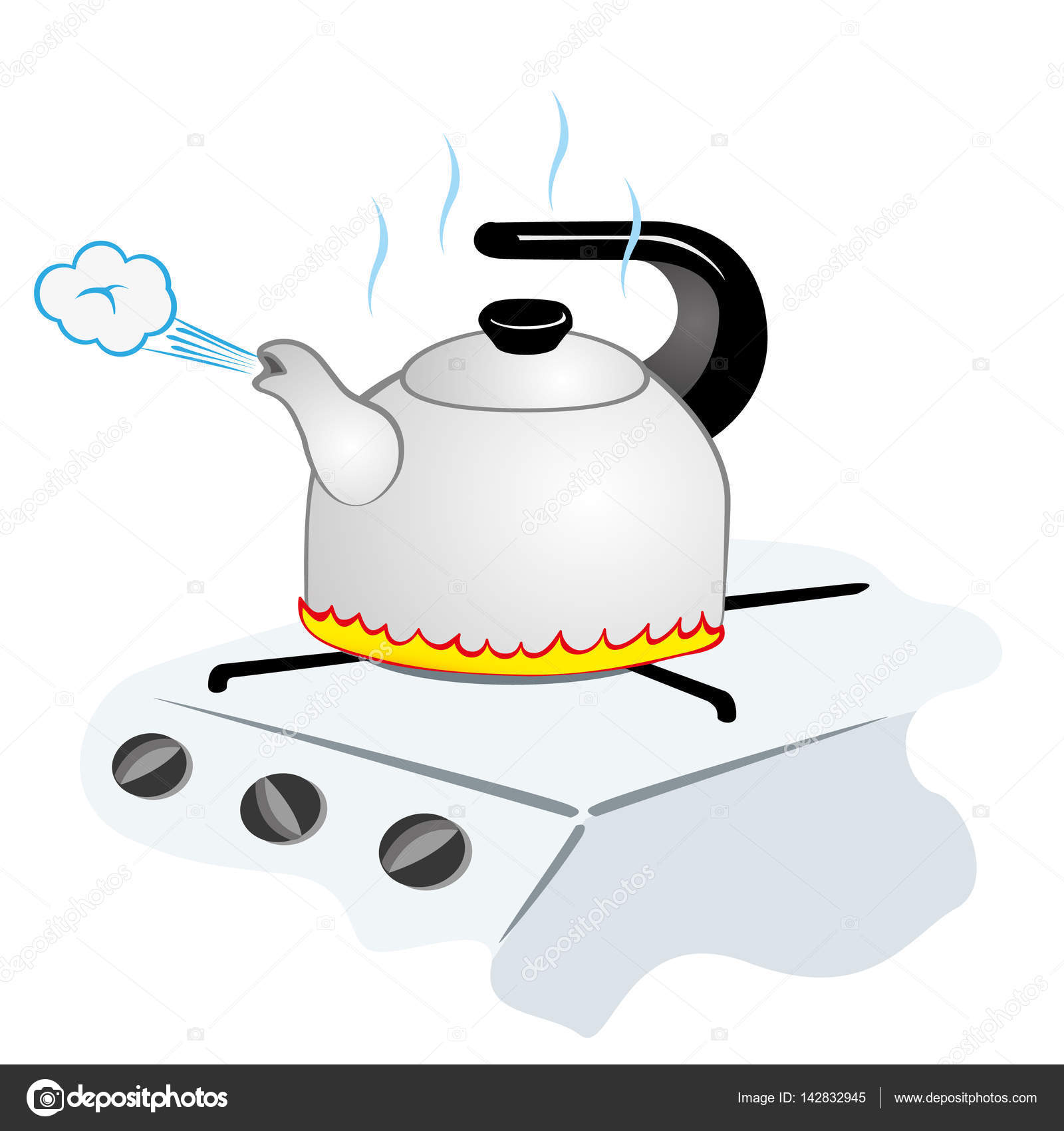 Illustration representing a kettle with boiling water on the fire Stock  Vector by ©Lcosmo 142832945