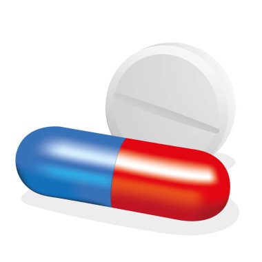 Kapsül ve tablet ilaç bir dizi çizimi 