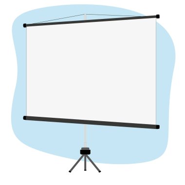 Illustration Retractile projection screen with base tripe. Ideal for training and institutional material clipart