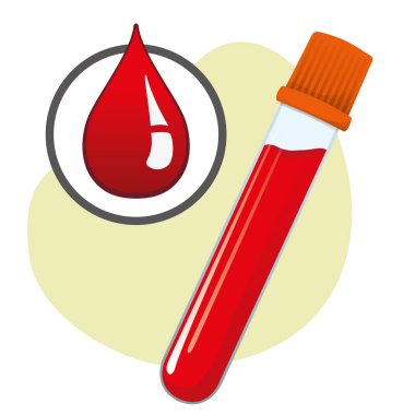 Bir şişe kan ile temsil eden resimde laboratuvar testi yapmak için toplanan