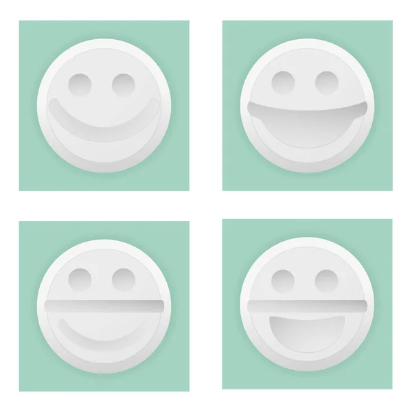 Ilustración de una píldora blanca con la expresión de una cara feliz — Vector de stock