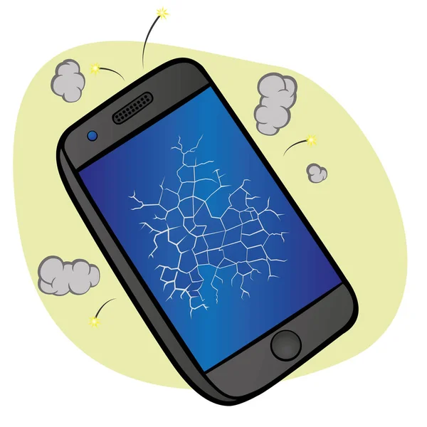 Oggetto rotto smartphone touchscreen — Vettoriale Stock