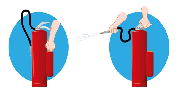 Safety equipment, fire extinguisher dry powder or foam — Stock Vector